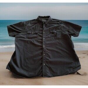 Steves Jeans Black Short Sleeve Button Shirt 100% Cotton Pockets Mens Size 4X
